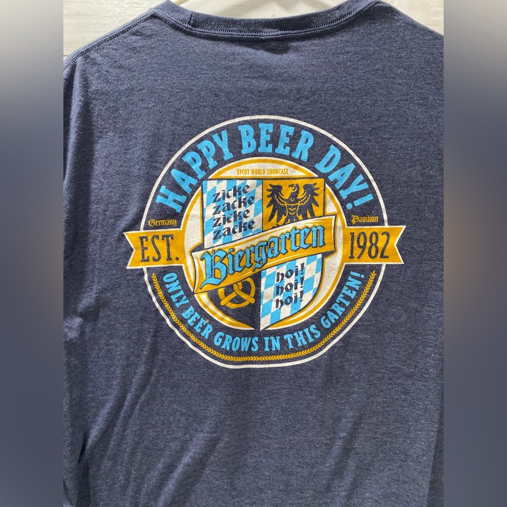 Disney Parks Germany Pavilion Happy Beer Day Biergarten XL Shirt Blue Gray